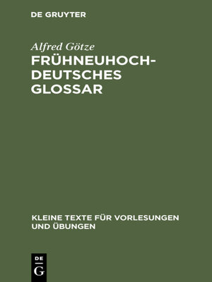 cover image of Frühneuhochdeutsches Glossar